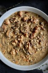 chicken mushroom wild rice soup plated