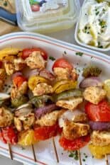 feta marinated chicken souvlaki